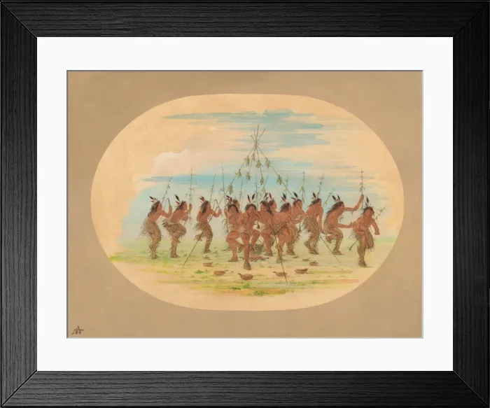 Framed Print : Green Corn Dance - Minatarrees, 1861. Creator: George Catlin Framed Print : Green Corn Dance - Minatarrees, 1861. Creator: George Catlin