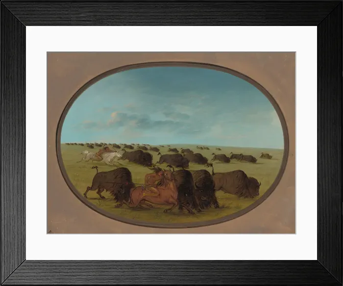 Framed Print : Buffalo Chase, with Accidents, 1861 / 1869. Creator: George Catlin Framed Print : Buffalo Chase, with Accidents, 1861 / 1869. Creator: George Catlin