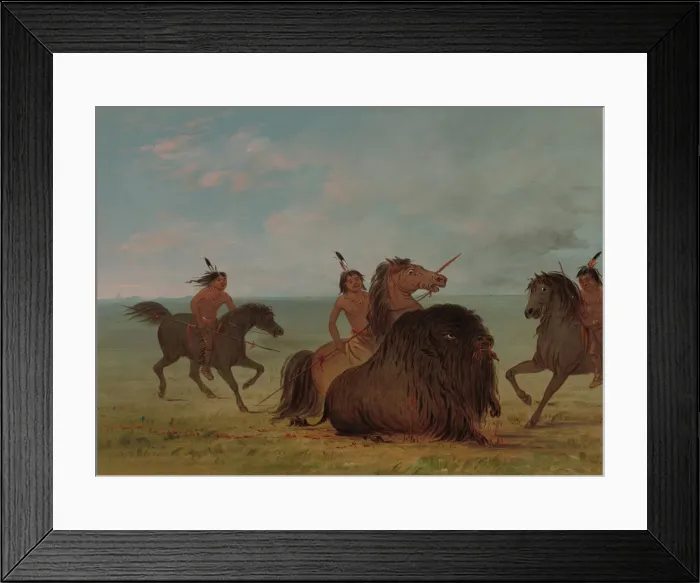 Framed Print : Camanchees Lancing a Buffalo Bull, 1861 / 1869. Creator: George Catlin Framed Print : Camanchees Lancing a Buffalo Bull, 1861 / 1869. Creator: George Catlin