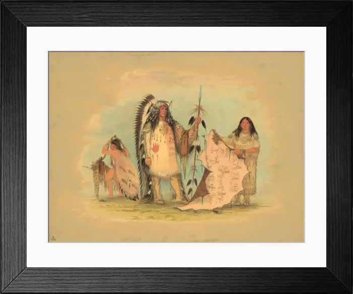 Framed Print : Mandan War Chief with His Favorite Wife, 1861 / 1869. Creator: George Catlin Framed Print : Mandan War Chief with His Favorite Wife, 1861 / 1869. Creator: George Catlin