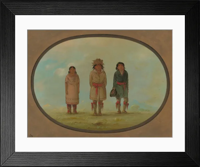 Framed Print : Three Creek Indians, 1861 / 1869. Creator: George Catlin Framed Print : Three Creek Indians, 1861 / 1869. Creator: George Catlin