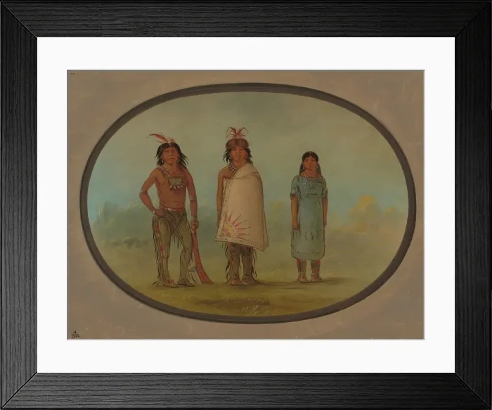 Framed Print : Two Chippewyan Warriors and a Woman, 1855 / 1869. Creator: George Catlin Framed Print : Two Chippewyan Warriors and a Woman, 1855 / 1869. Creator: George Catlin