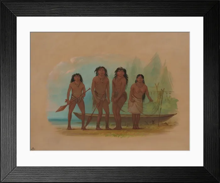 Framed Print : Four Fuegian Indians, 1856 / 1869. Creator: George Catlin Framed Print : Four Fuegian Indians, 1856 / 1869. Creator: George Catlin