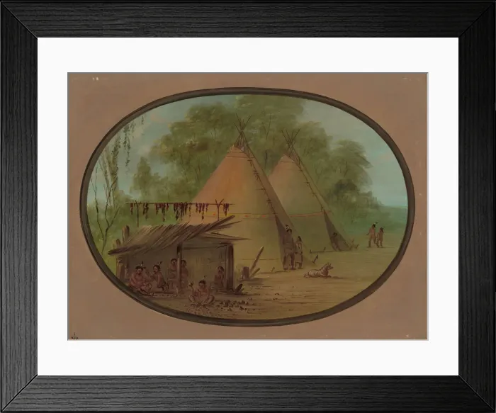 Framed Print : Making Flint Arrowheads - Apachees, 1855 / 1869. Creator: George Catlin Framed Print : Making Flint Arrowheads - Apachees, 1855 / 1869. Creator: George Catlin