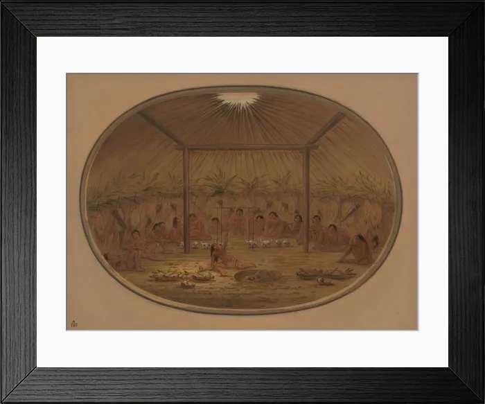 Framed Print : Mandan Ceremony - The Water Sinks Down, 1861 / 1869. Creator: George Catlin Framed Print : Mandan Ceremony - The Water Sinks Down, 1861 / 1869. Creator: George Catlin