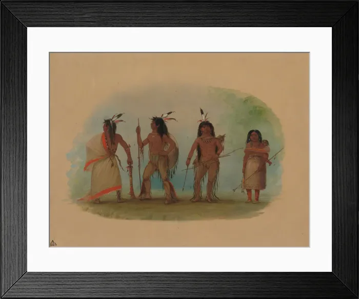 Framed Print : Four Apachee Indians, 1855 / 1869. Creator: George Catlin Framed Print : Four Apachee Indians, 1855 / 1869. Creator: George Catlin