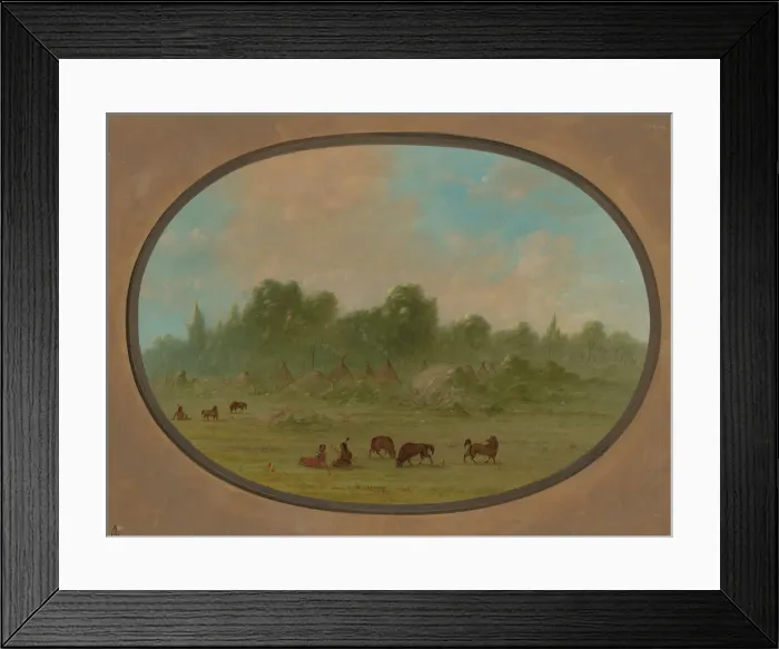 Framed Print : Tawahquena Village, 1861 / 1869. Creator: George Catlin Framed Print : Tawahquena Village, 1861 / 1869. Creator: George Catlin