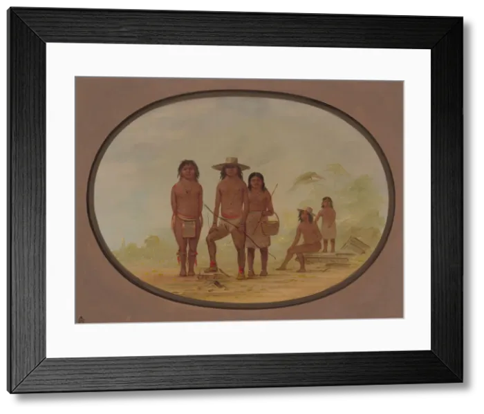 Framed Print : Five Maya Indians, 1855 / 1869. Creator: George Catlin Framed Print : Five Maya Indians, 1855 / 1869. Creator: George Catlin