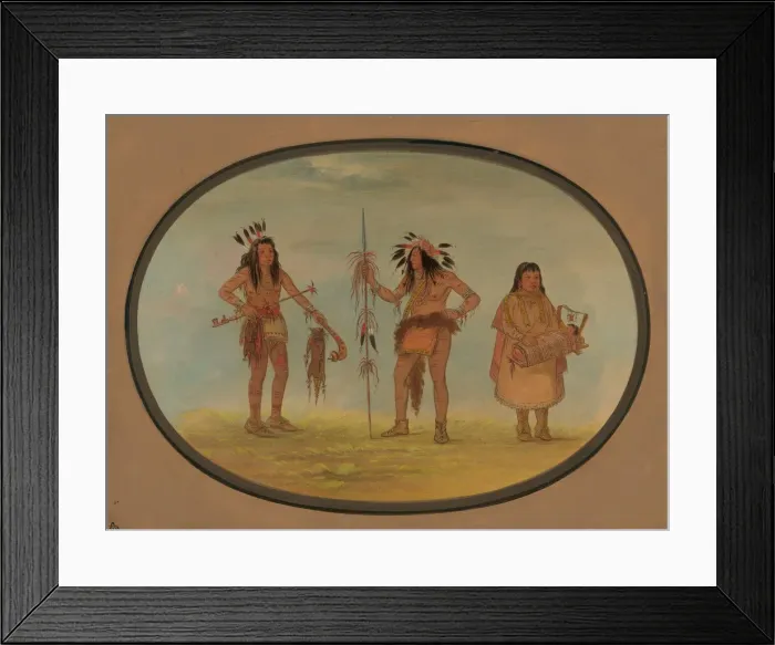 Framed Print : Two Ojibbeway Warriors and a Woman, 1861 / 1869. Creator: George Catlin Framed Print : Two Ojibbeway Warriors and a Woman, 1861 / 1869. Creator: George Catlin