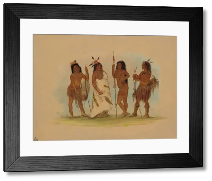 Framed Print : Apachee Chief and Three Warriors, 1855 / 1869. Creator: George Catlin Framed Print : Apachee Chief and Three Warriors, 1855 / 1869. Creator: George Catlin