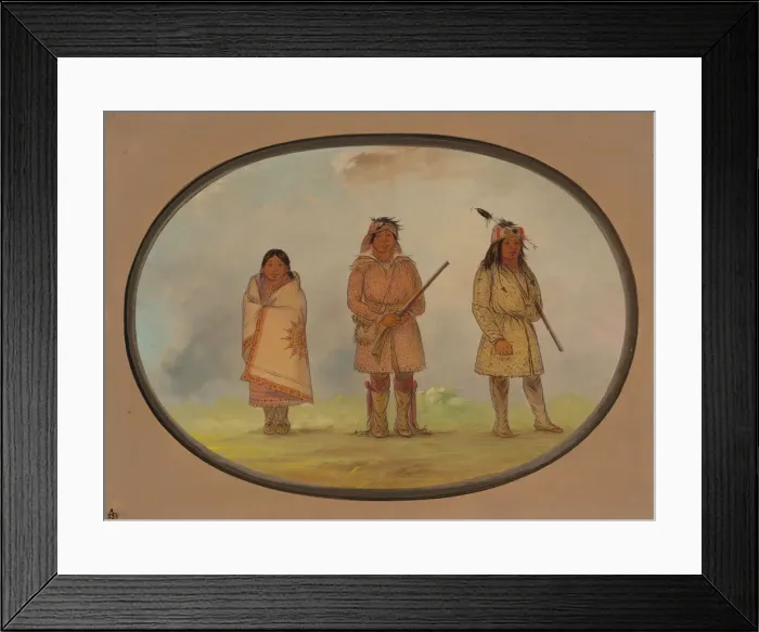 Framed Print : Three Delaware Indians, 1861 / 1869. Creator: George Catlin Framed Print : Three Delaware Indians, 1861 / 1869. Creator: George Catlin