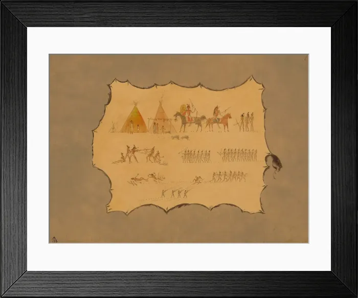 Framed Print : Facsimile of a Cheyenne Robe, 1861 / 1869. Creator: George Catlin Framed Print : Facsimile of a Cheyenne Robe, 1861 / 1869. Creator: George Catlin