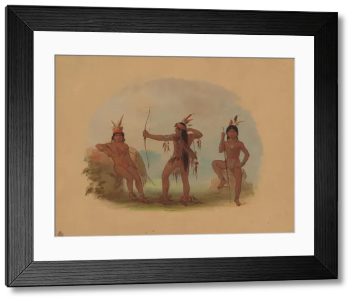 Framed Print : Three Woyaway Indians, 1854 / 1869. Creator: George Catlin Framed Print : Three Woyaway Indians, 1854 / 1869. Creator: George Catlin