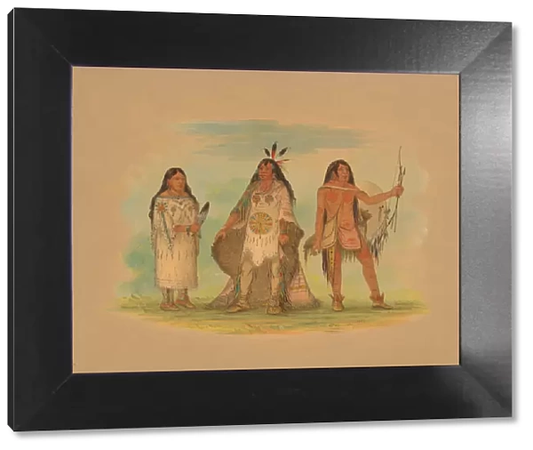 Three Minatarree Indians, 1861. Creator: George Catlin