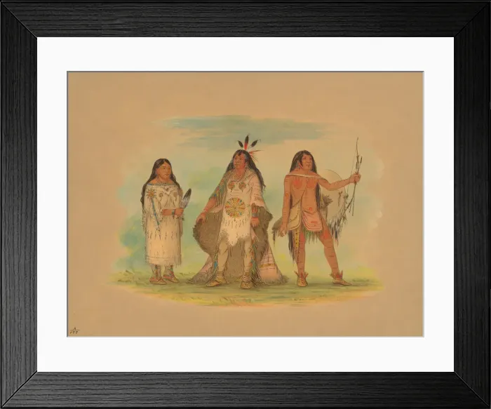 Framed Print : Three Minatarree Indians, 1861. Creator: George Catlin Framed Print : Three Minatarree Indians, 1861. Creator: George Catlin