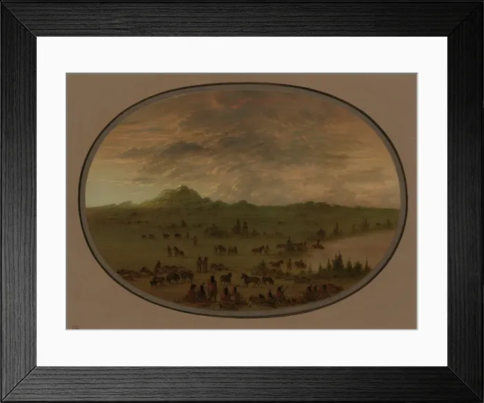 Framed Print : Bivouac of a Sioux War Party at Sunrise, 1861 / 1869. Creator: George Catlin Framed Print : Bivouac of a Sioux War Party at Sunrise, 1861 / 1869. Creator: George Catlin