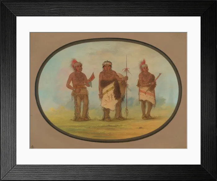Framed Print : Three Iowa Indians, 1861 / 1869. Creator: George Catlin Framed Print : Three Iowa Indians, 1861 / 1869. Creator: George Catlin