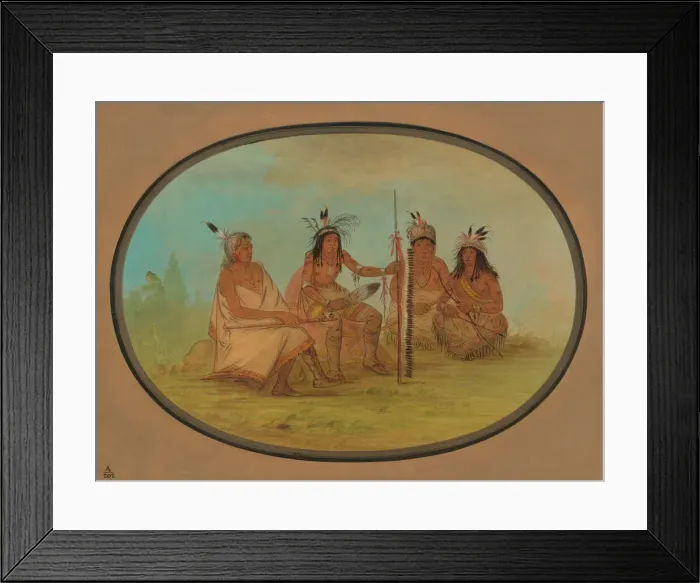 Framed Print : An Aged Ojibbeway Chief and Three Warriors, 1861 / 1869. Creator: George Catlin Framed Print : An Aged Ojibbeway Chief and Three Warriors, 1861 / 1869. Creator: George Catlin