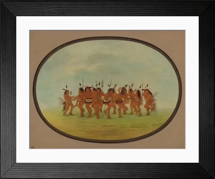 Framed Print : Amusing Dance - Sioux, 1861 / 1869. Creator: George Catlin Framed Print : Amusing Dance - Sioux, 1861 / 1869. Creator: George Catlin