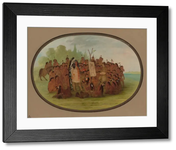 Framed Print : Catlin Painting the Portrait of Mah-to-toh-pa - Mandan, 1861 / 1869. Creator: George Catlin Framed Print : Catlin Painting the Portrait of Mah-to-toh-pa - Mandan, 1861 / 1869. Creator: George Catlin