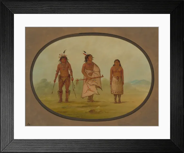 Framed Print : Mohave Chief, a Warrior, and His Wife, 1855 / 1869. Creator: George Catlin Framed Print : Mohave Chief, a Warrior, and His Wife, 1855 / 1869. Creator: George Catlin