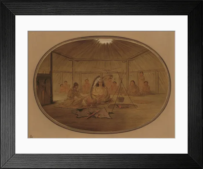 Framed Print : Catlin Feasted by the Mandan Chief, 1861 / 1869. Creator: George Catlin Framed Print : Catlin Feasted by the Mandan Chief, 1861 / 1869. Creator: George Catlin