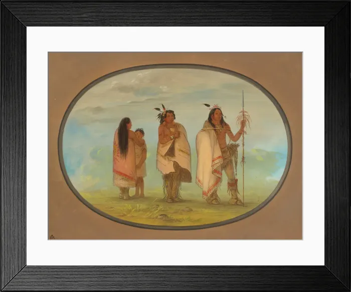 Framed Print : Weeco Chief, His Wife, and a Warrior, 1861 / 1869. Creator: George Catlin Framed Print : Weeco Chief, His Wife, and a Warrior, 1861 / 1869. Creator: George Catlin