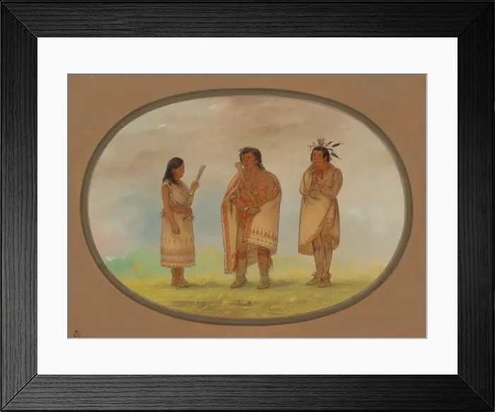 Framed Print : Three Potowotomie Indians, 1861 / 1869. Creator: George Catlin Framed Print : Three Potowotomie Indians, 1861 / 1869. Creator: George Catlin
