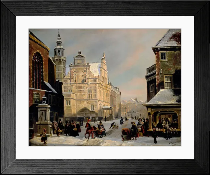 Framed Print : Town Hall, The Hague, 1853. Creator: Carel Jacobus Behr Framed Print : Town Hall, The Hague, 1853. Creator: Carel Jacobus Behr