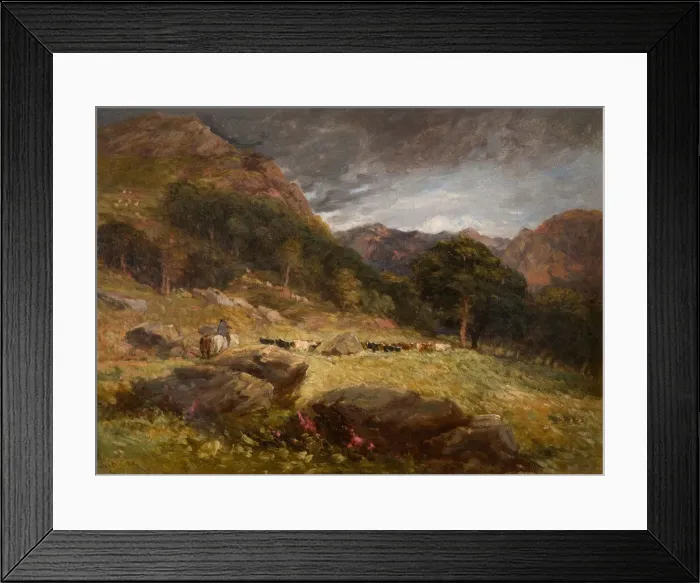 Framed Print : Driving Cattle, 1849. Creator: David Cox the elder Framed Print : Driving Cattle, 1849. Creator: David Cox the elder