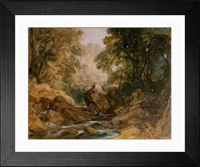 Framed Print : Mountain Stream and Rocks, [19th century]. Creator: Lines Family