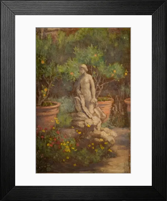 Framed Print : Fountain in a Garden, Cairate, Lombardy, 1875-1877. Creator: Louisa Starr