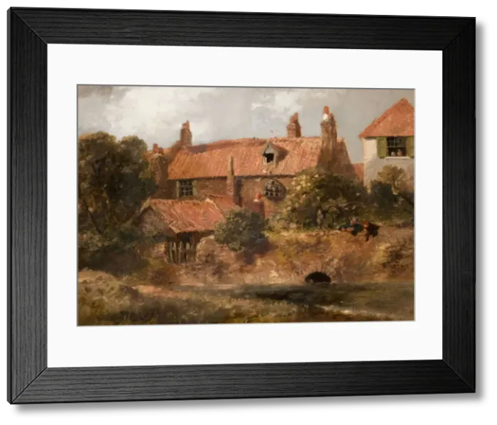Framed Print : Old Cottages At Lewisham, 1876. Creator: Sir John Gilbert Framed Print : Old Cottages At Lewisham, 1876. Creator: Sir John Gilbert