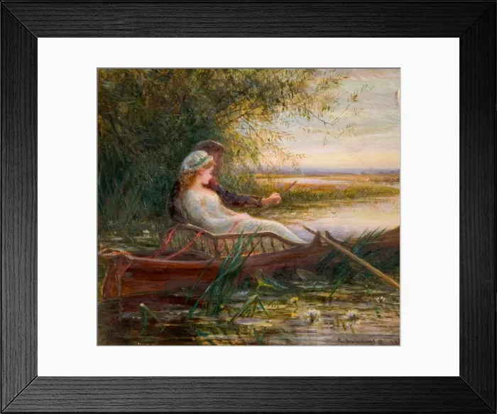 Framed Print : Two Figures In A Boat, 1881. Creator: Charles James Lewis Framed Print : Two Figures In A Boat, 1881. Creator: Charles James Lewis