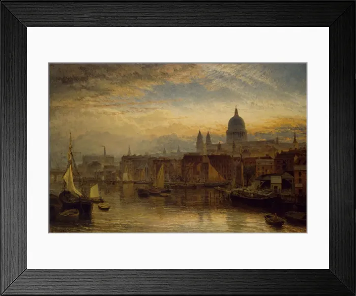 Framed Print : St Pauls from the River Thames, 1877. Creator: Henry Dawson Framed Print : St Pauls from the River Thames, 1877. Creator: Henry Dawson