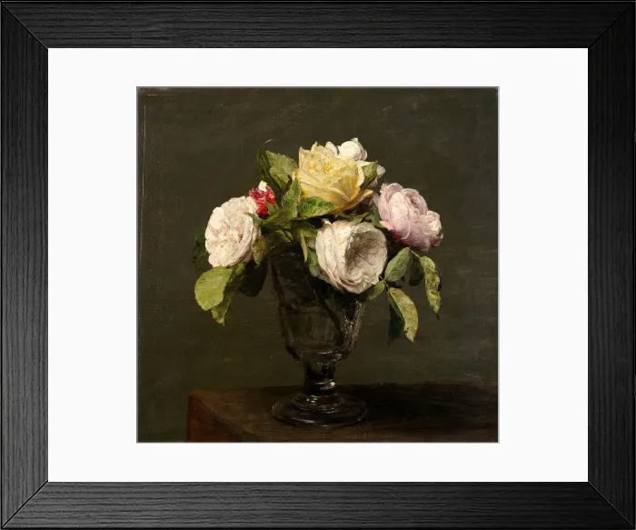 Framed Print : Roses dans un Verre a Pied, 1873. Creator: Henri Fantin-Latour Framed Print : Roses dans un Verre a Pied, 1873. Creator: Henri Fantin-Latour