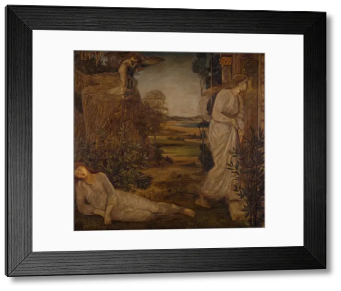Framed Print : Cupid and Psyche - Palace Green Murals - Zephyrus Bearing Psyche to the Mountain, 1881 Framed Print : Cupid and Psyche - Palace Green Murals - Zephyrus Bearing Psyche to the Mountain, 1881