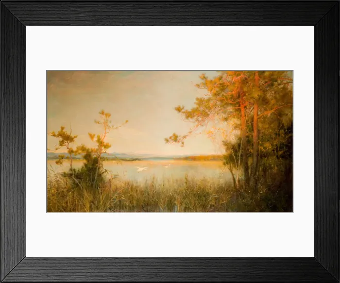 Framed Print : Reedy Mere And Sunlit Hills, 1890-91. Creator: Alfred Edward East Framed Print : Reedy Mere And Sunlit Hills, 1890-91. Creator: Alfred Edward East