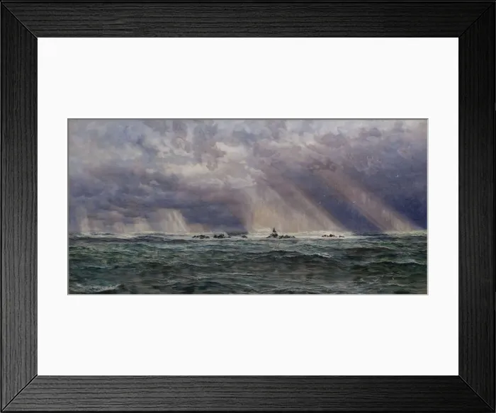 Framed Print : A North West Gale off the Longships Lighthouse, 1873. Creator: John Brett Framed Print : A North West Gale off the Longships Lighthouse, 1873. Creator: John Brett