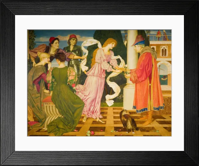 Framed Print : Beauty Receiving the White Rose from her Father, 1899. Creator: Joseph Edward Southall Framed Print : Beauty Receiving the White Rose from her Father, 1899. Creator: Joseph Edward Southall