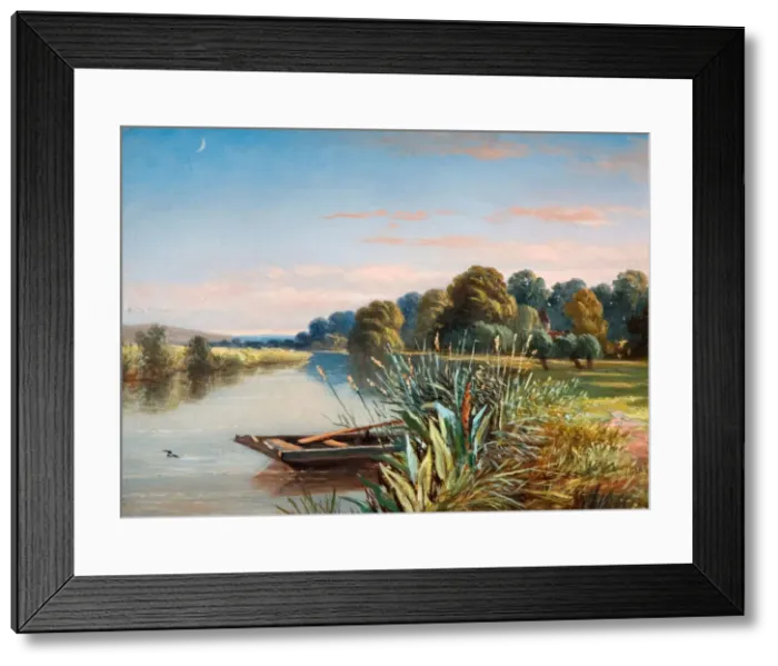 Framed Print : River Scene, 1880. Creator: Charles Walter Radclyffe Framed Print : River Scene, 1880. Creator: Charles Walter Radclyffe