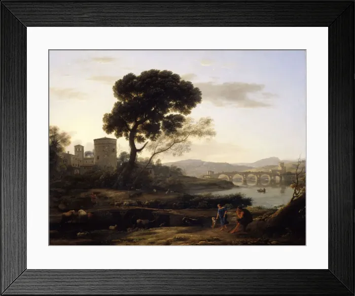 Framed Print : Landscape near Rome with a View of the Ponte Molle, 1645. Creator: Claude Lorrain Framed Print : Landscape near Rome with a View of the Ponte Molle, 1645. Creator: Claude Lorrain