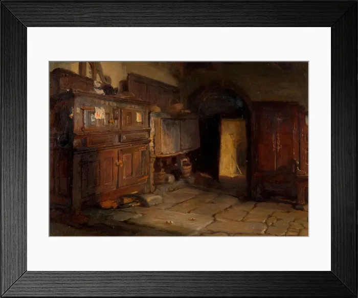 Framed Print : A Breton Cottage Interior, 1887. Creator: Jonathon Pratt Framed Print : A Breton Cottage Interior, 1887. Creator: Jonathon Pratt