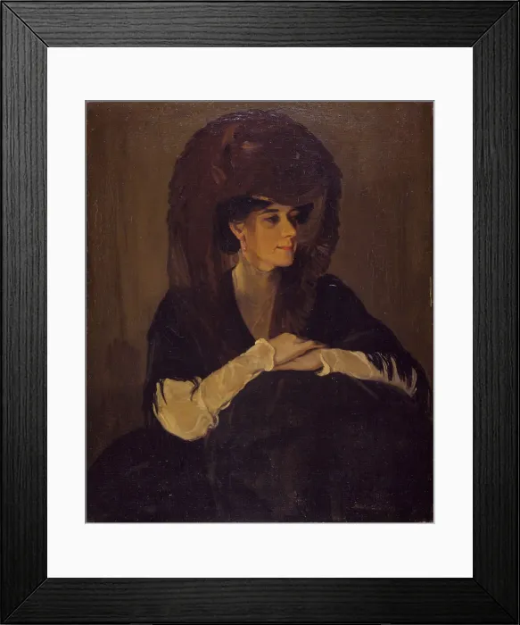 Framed Print : The Brown Veil (Portrait Of Mrs Harrington Mann), 1905. Creator: William Nicholson Framed Print : The Brown Veil (Portrait Of Mrs Harrington Mann), 1905. Creator: William Nicholson