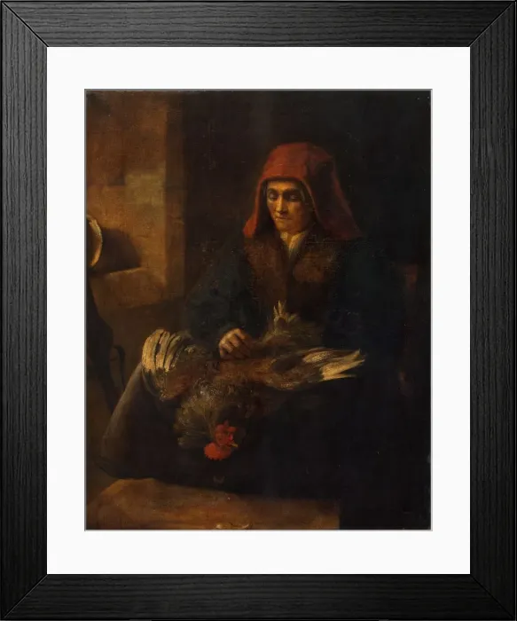 Framed Print : Old Woman Plucking a Fowl, 1650 / 1655. Creator: Anon Framed Print : Old Woman Plucking a Fowl, 1650 / 1655. Creator: Anon