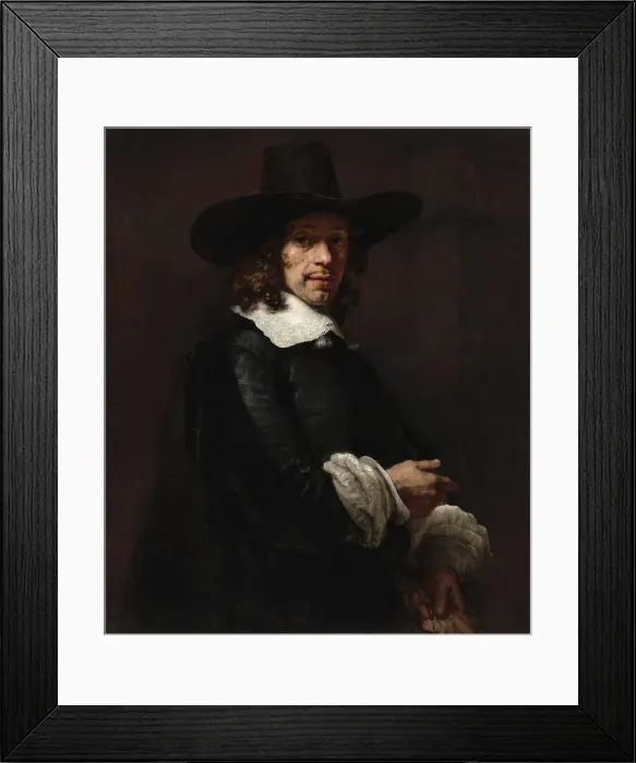Framed Print : Portrait of a Gentleman with a Tall Hat and Gloves, c. 1656 / 1658 Framed Print : Portrait of a Gentleman with a Tall Hat and Gloves, c. 1656 / 1658