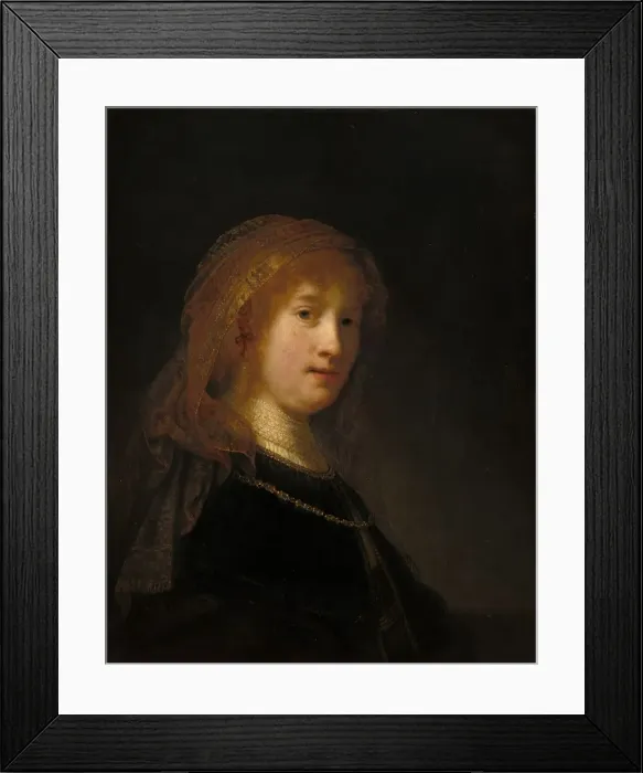 Framed Print : Saskia van Uylenburgh, the Wife of the Artist, probably begun 1634 / 1635 Framed Print : Saskia van Uylenburgh, the Wife of the Artist, probably begun 1634 / 1635