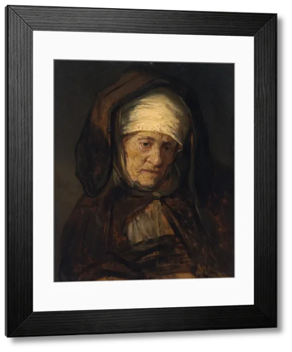 Framed Print : Head of an Aged Woman, 1655 / 1660. Creator: Rembrandt Workshop Framed Print : Head of an Aged Woman, 1655 / 1660. Creator: Rembrandt Workshop