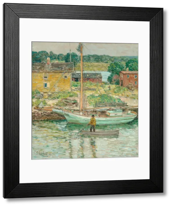 Framed Print : Oyster Sloop, Cos Cob, 1902. Creator: Frederick Childe Hassam Framed Print : Oyster Sloop, Cos Cob, 1902. Creator: Frederick Childe Hassam