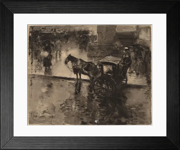 Framed Print : The Up-Tide on the Avenue, probably 1890. Creator: Frederick Childe Hassam Framed Print : The Up-Tide on the Avenue, probably 1890. Creator: Frederick Childe Hassam